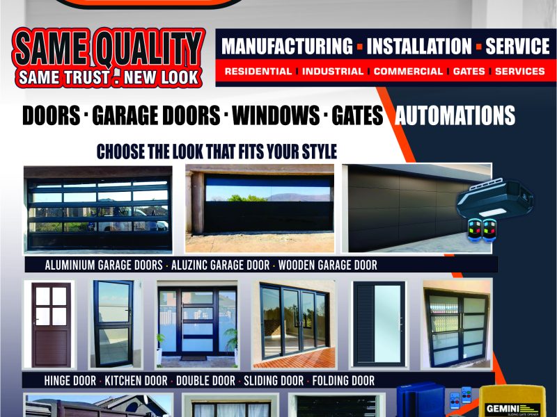 Installation services: Aluminium Doors, Garage Doors, Aluminium Windows, Aluminium Gates,
